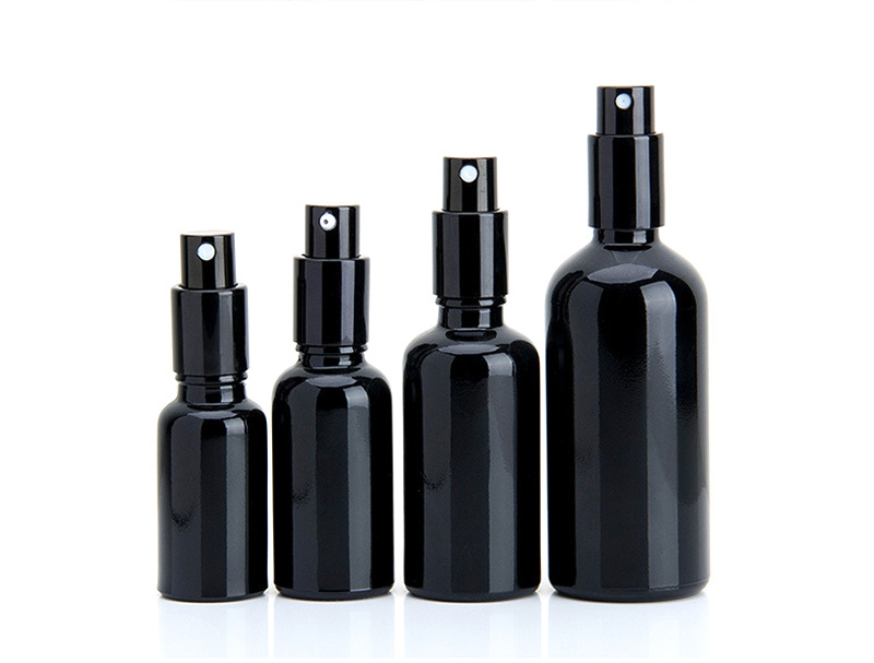 20ml 30ml 50ml 100ml Black Custom Silk Printing Empty Glass Essential Oil Bottle With Sprayer