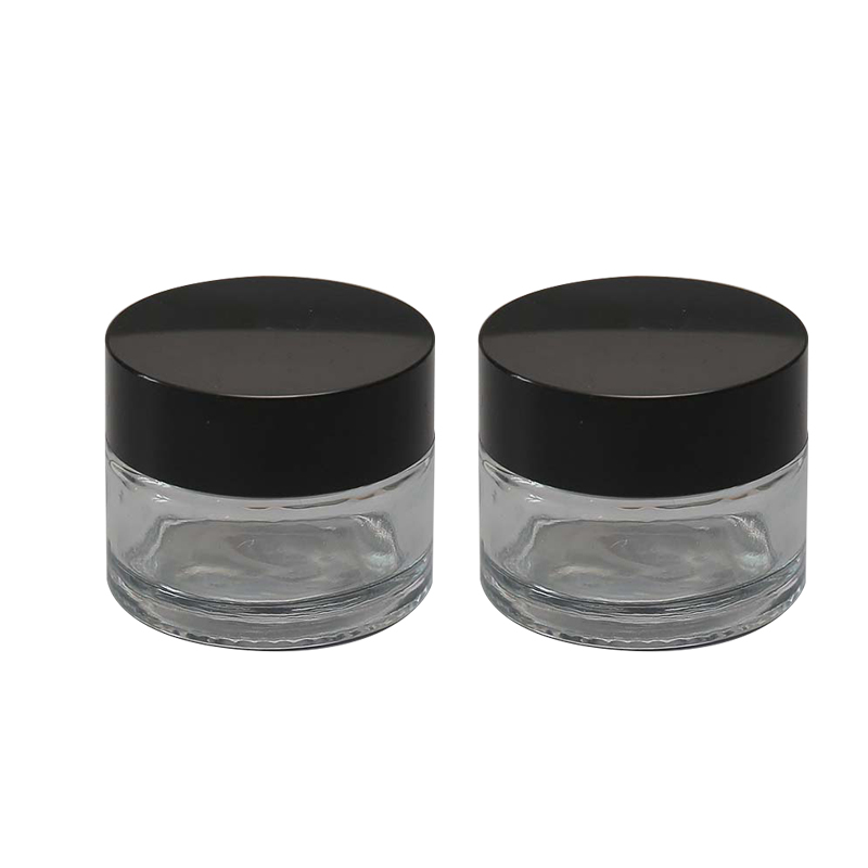 20ml 30ml 50ml 100ml Cream glass cosmetics jar with black plastic child resistant lid