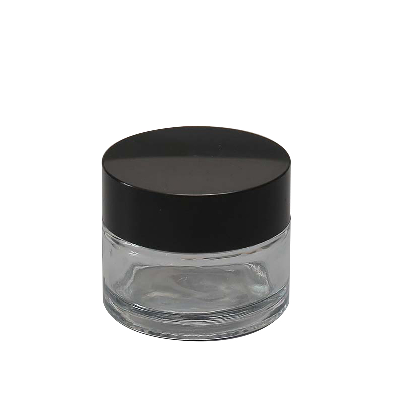 20ml 30ml 50ml 100ml Cream glass cosmetics jar with black plastic child resistant lid