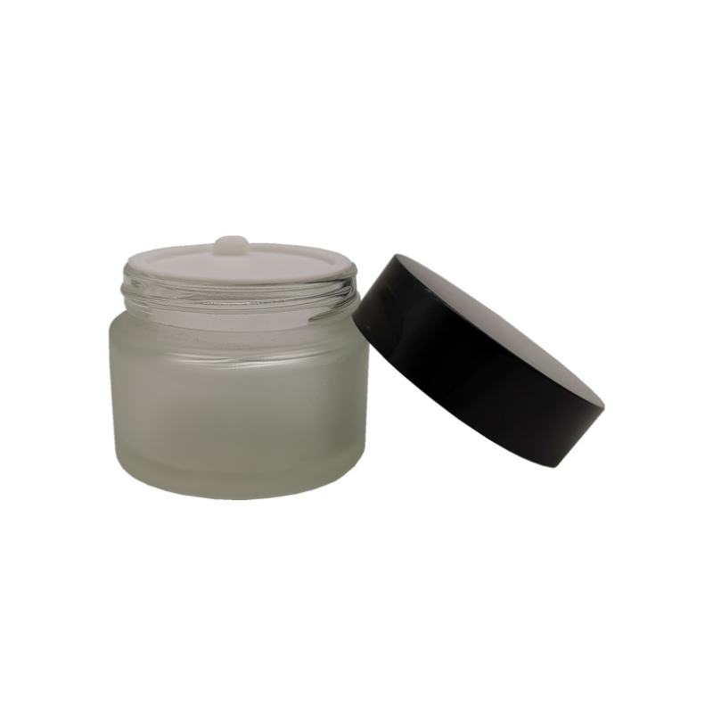 20ml 30ml 50ml 100ml Cream glass cosmetics jar with black plastic child resistant lid
