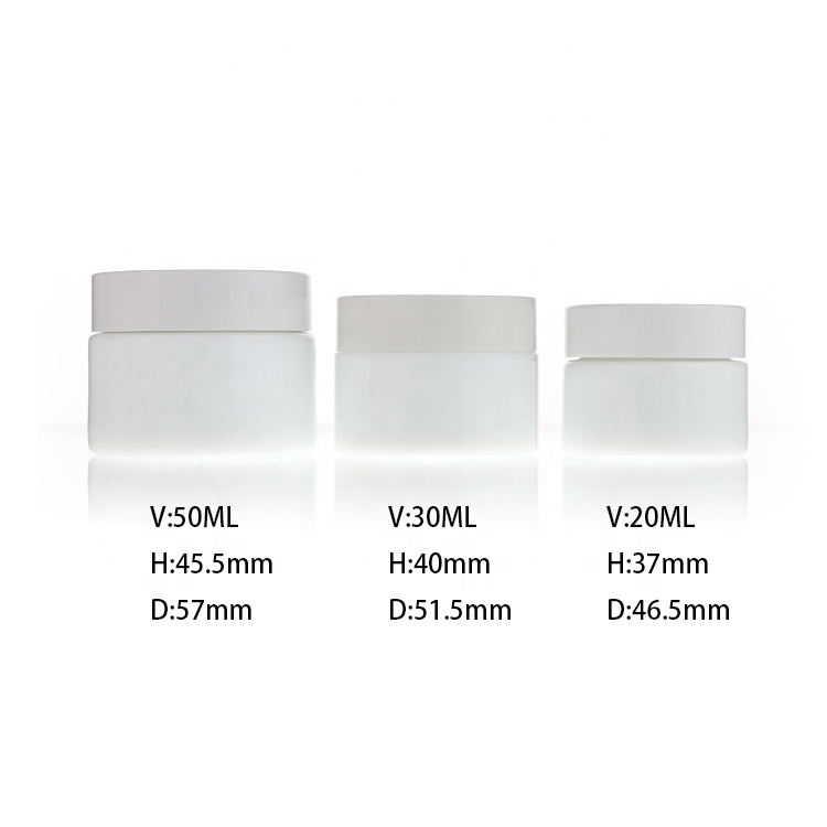 20ml 30ml 50ml 100ml Empty White Glass Cosmetic Face Cream Jar Cosmetics Packaging Containers