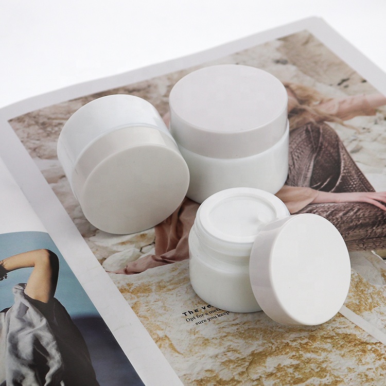 20ml 30ml 50ml 100ml Empty White Glass Cosmetic Face Cream Jar Cosmetics Packaging Containers