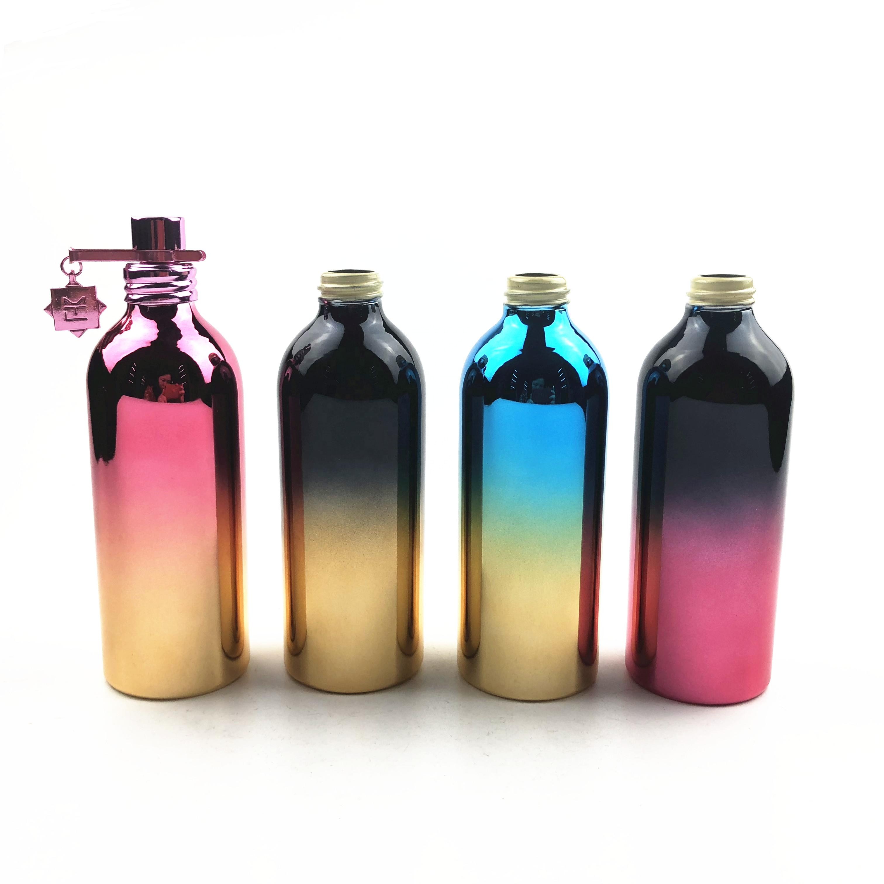 20ml 30ml 50ml 100ml UV Coating silk printing shiny Perfume cosmetic aluminium bottles with metal clip for body spray