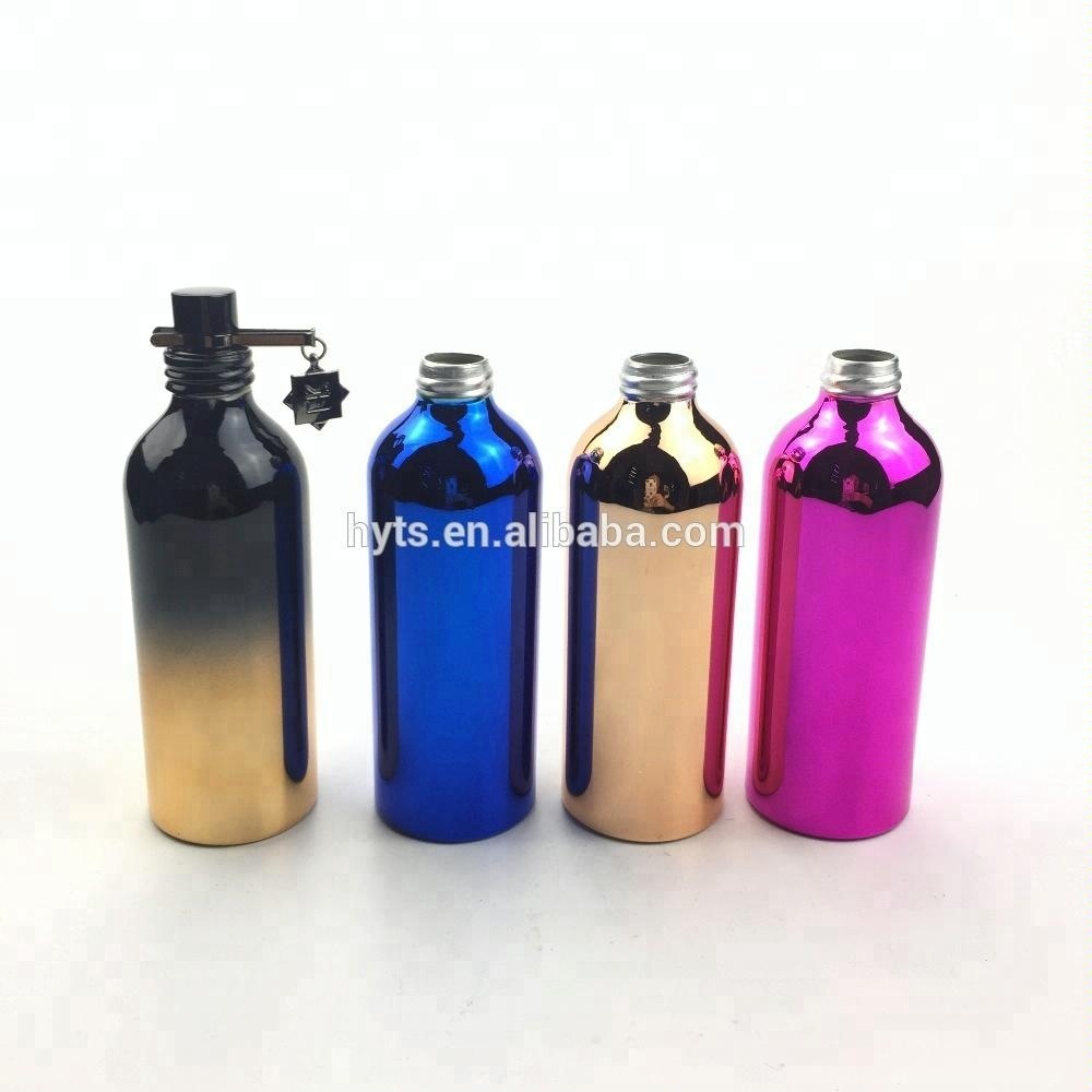 20ml 30ml 50ml 100ml UV Coating silk printing shiny Perfume cosmetic aluminium bottles with metal clip for body spray