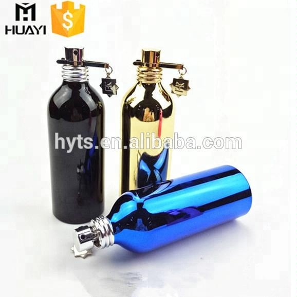 20ml 30ml 50ml 100ml UV Coating silk printing shiny Perfume cosmetic aluminium bottles with metal clip for body spray