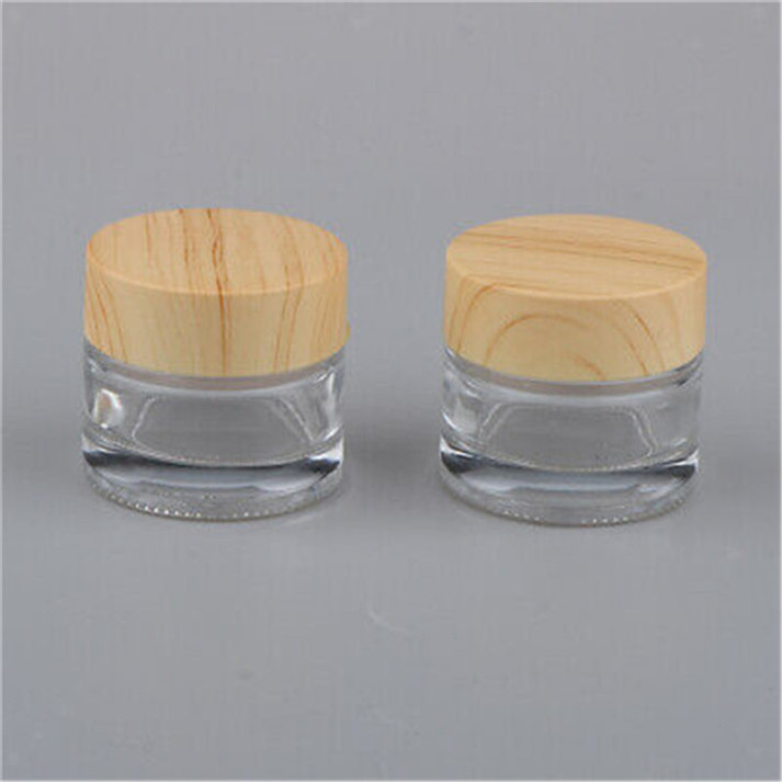 20ml 30ml 50ml 100ml cosmetic cream frosted glass jar with bamboo wood screw lid
