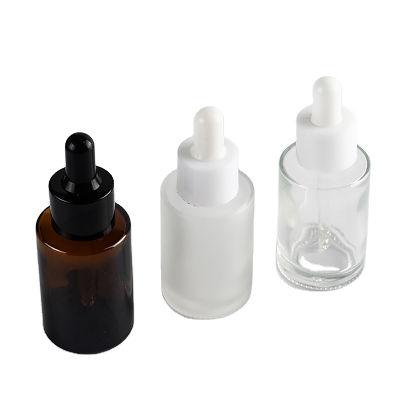 20ml 30ml 50ml 100ml essential oil serum flat shoulder frosted clear  glass dropper bottle with pipette