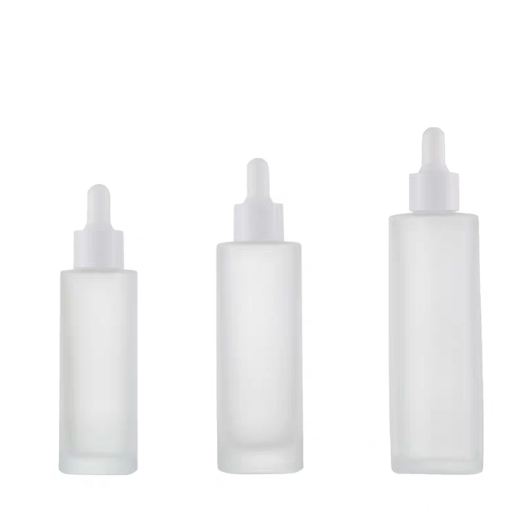 20ml 30ml 50ml 100ml essential oil serum flat shoulder frosted clear glass dropper bottle with pipette