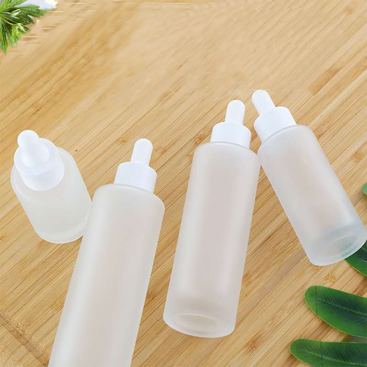 20ml 30ml 50ml 100ml essential oil serum flat shoulder frosted clear glass dropper bottle with pipette