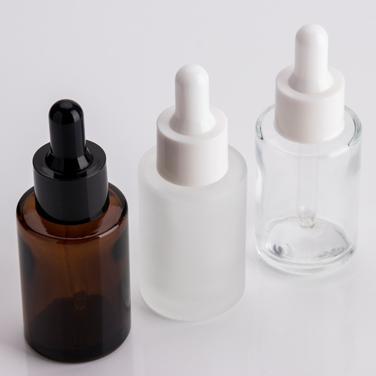 20ml 30ml 50ml 100ml essential oil serum flat shoulder frosted clear glass dropper bottle with pipette