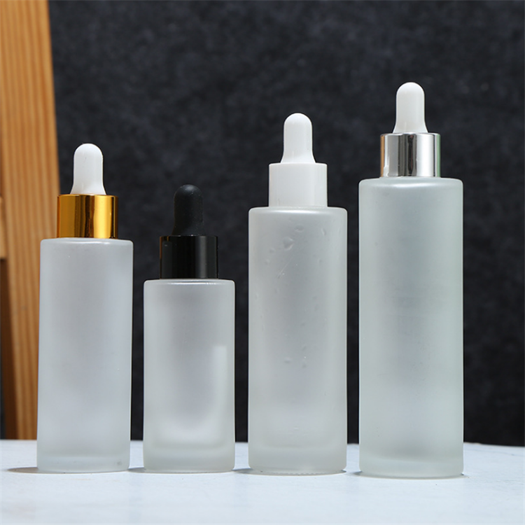 20ml 30ml 50ml 100ml essential oil serum flat shoulder frosted clear glass dropper bottle with pipette