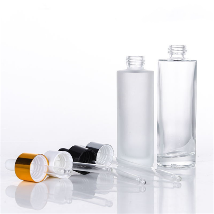 20ml 30ml 50ml 100ml essential oil serum flat shoulder frosted clear glass dropper bottle with pipette