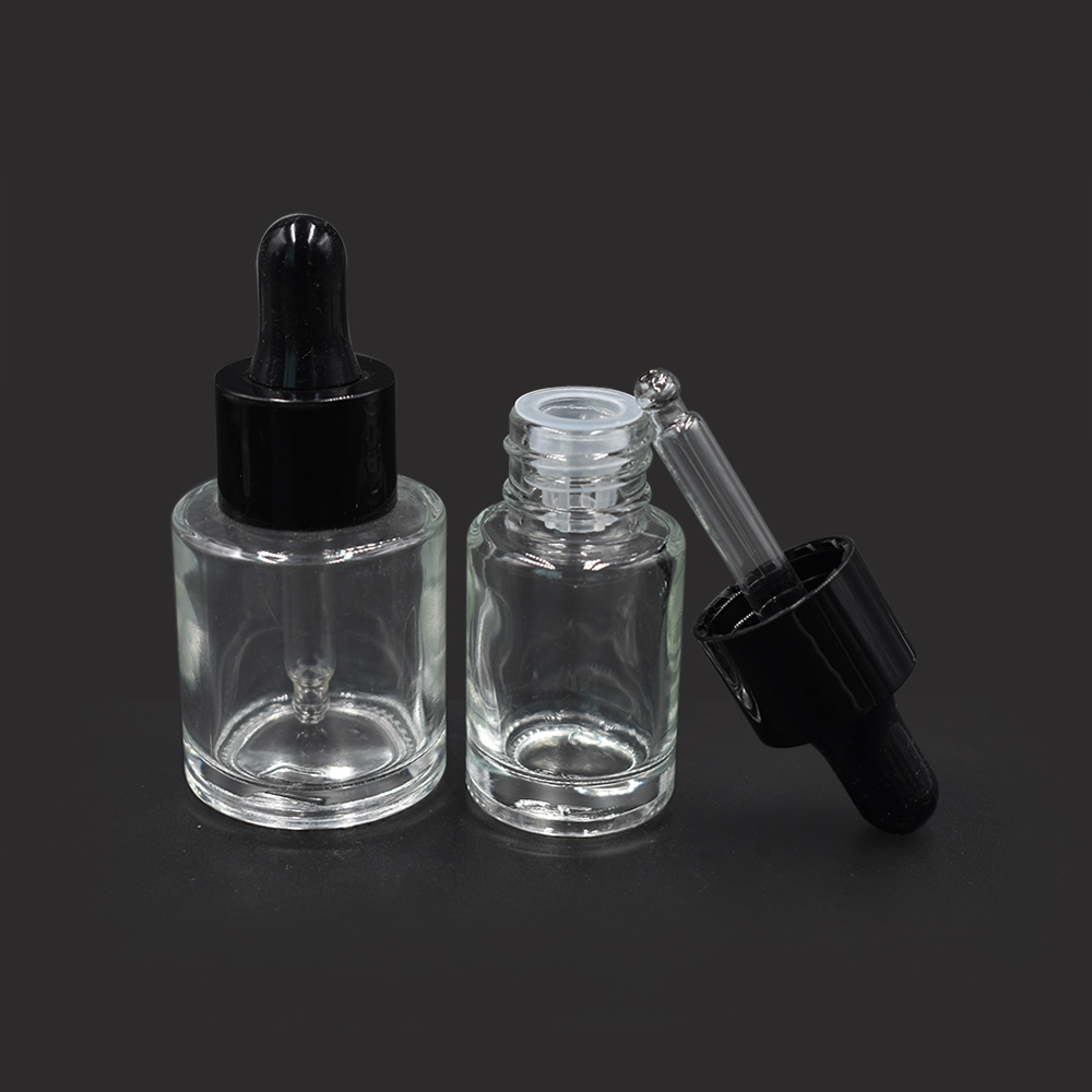 20ml 30ml 50ml 100ml flat shoulder clear frosted glass dropper bottle