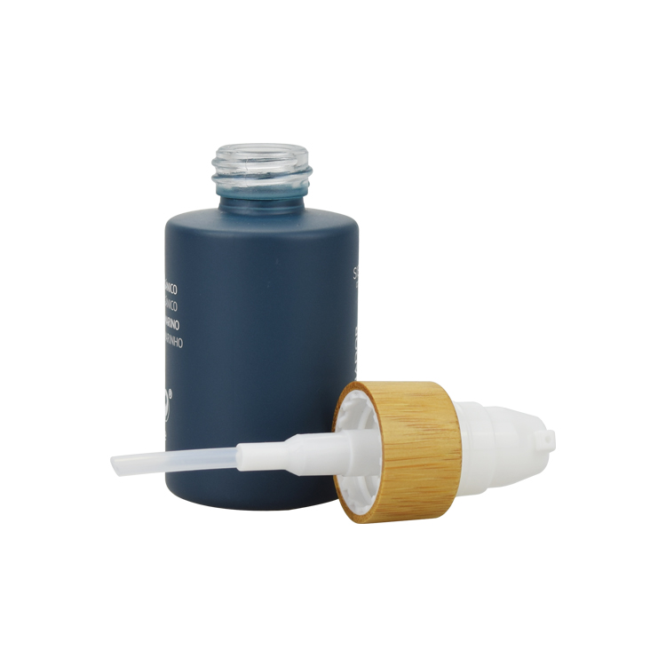 20ml 30ml 50ml 100ml frosted cosmetic lotion bamboo pump bottle glass gel bottle with bamboo pump