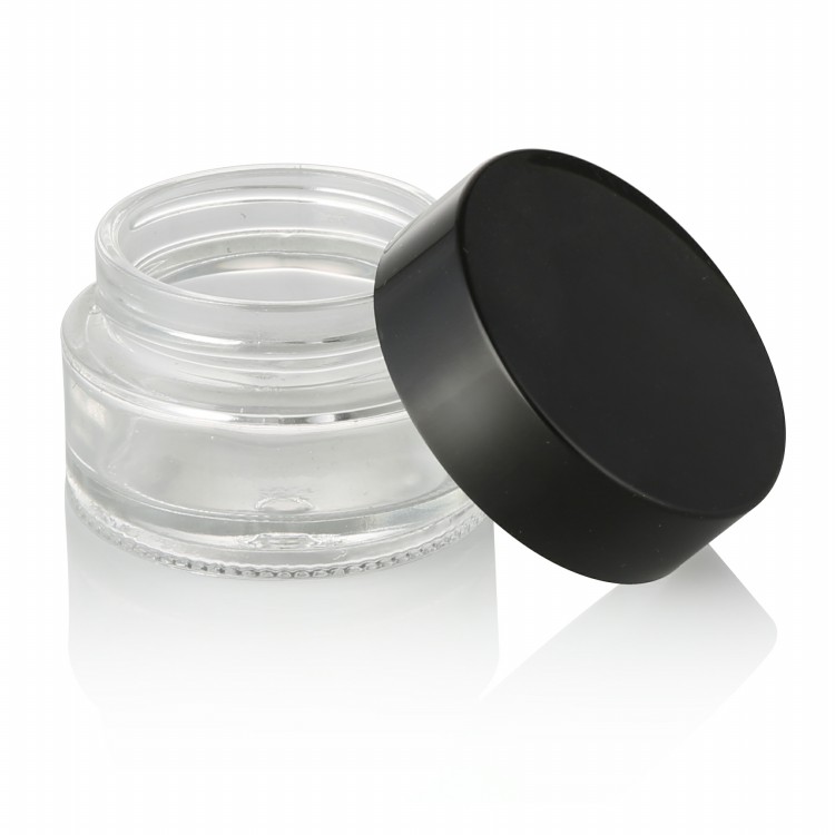 20ml 30ml 50ml 100ml luxury cream jar 4oz 8oz clear glass cosmetic jars with black lid