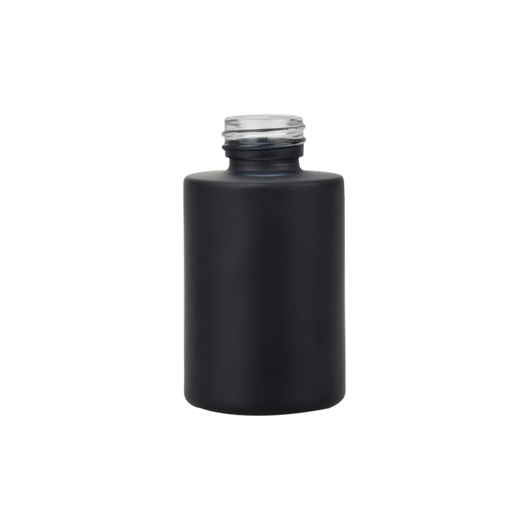 20ml 30ml 50ml 100ml mat black cosmetic essential oil glass bottle with bamboo lotion pump