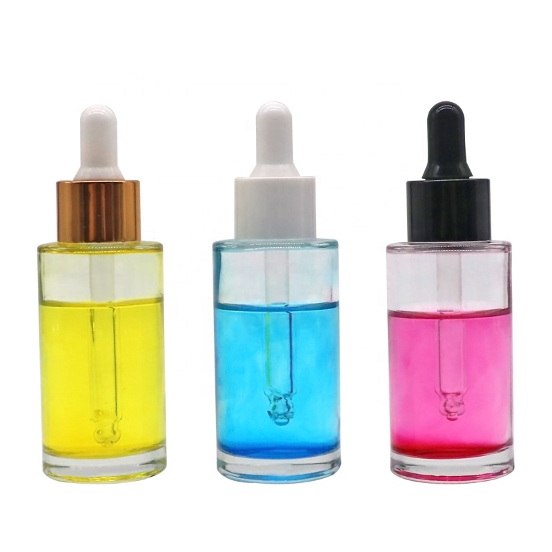 20ml 30ml 50ml 60ml 80ml 100ml essential oil serum flat shoulder amber frosted clear glass bottle with pipette and lotion cap