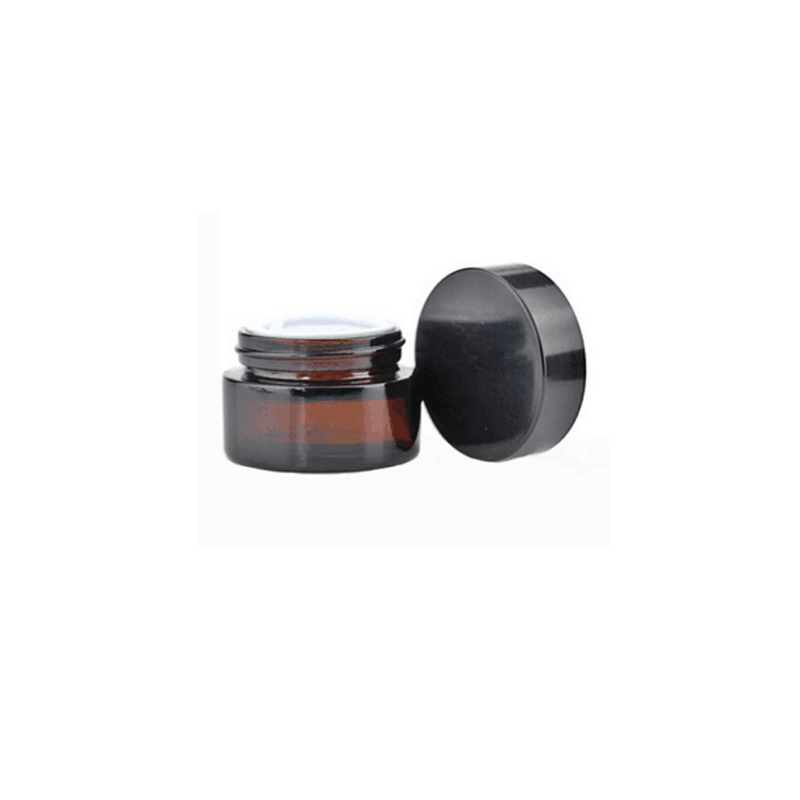 20ml 30ml 50ml Amber Glass Cosmetic Jar Cream Containers with Black Gold Lids