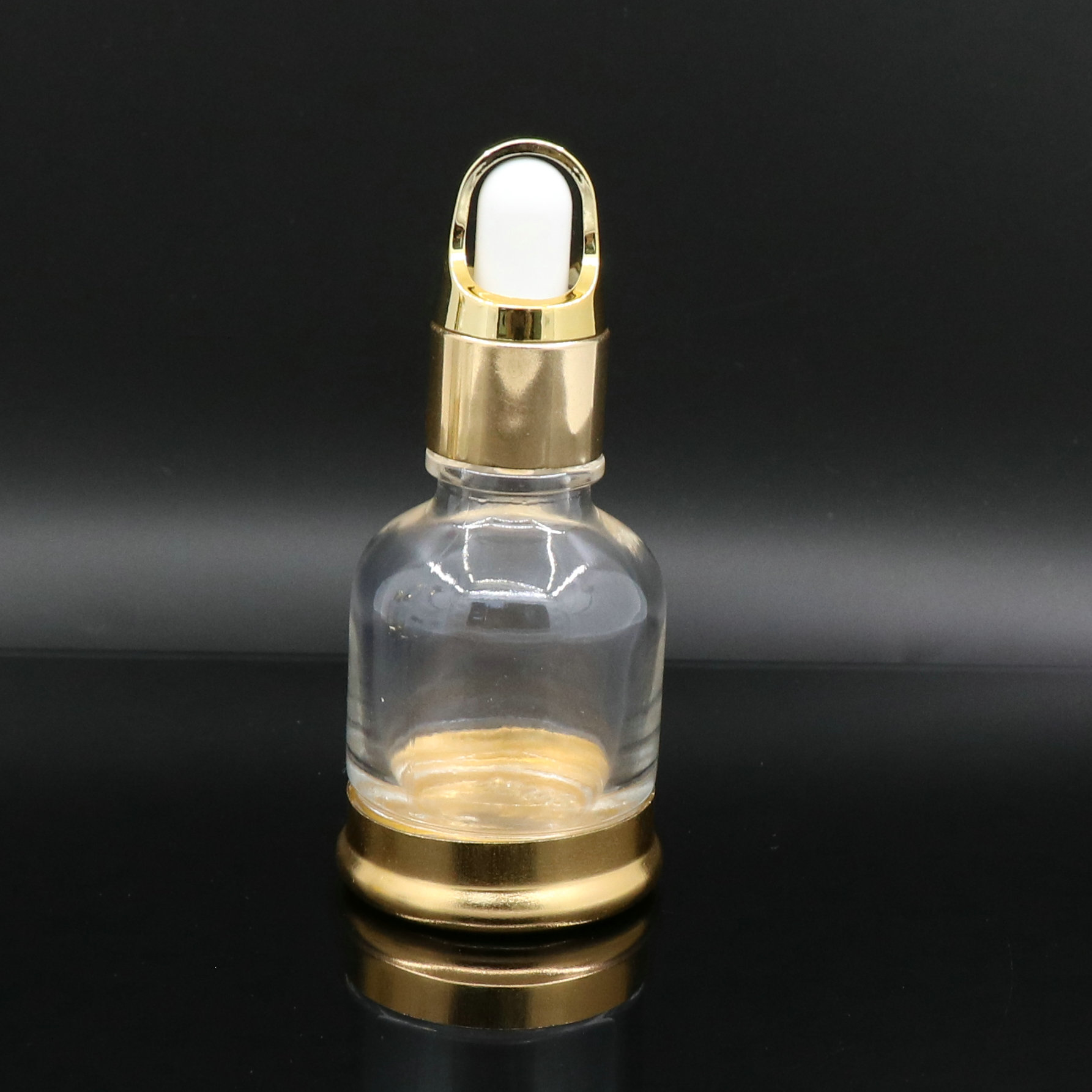 20ml 30ml 50ml Elegant Clear Cosmetic Glass Essential Oil Dropper Bottles With Gold Base