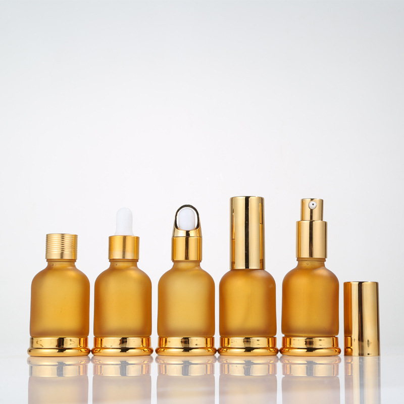 20ml 30ml 50ml OEM or ODM Frosted glass hair oil bottle Manufacturers direct golden dropper Cosmetic Glass Bottles