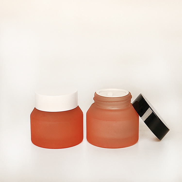 20ml 30ml 50ml Orange Color Frosted Cosmetic Jar 50g Face Cream Jar with Sealed Plastic Lid