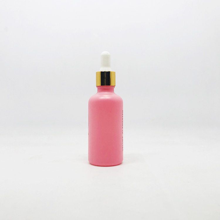 20ml 30ml 50ml Pink glass essential oil bottle 100ml with gold pump cap