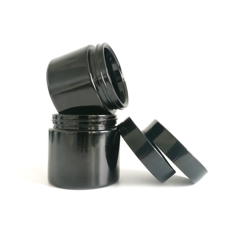 20ml 30ml 50ml Wide Mouth Black Skin Care Cream Packaging Glass Jar with Golden Cap for Cosmetics