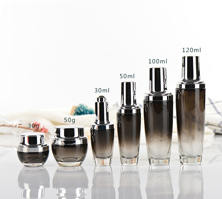 20ml 30ml 50ml black glass bottle with push button dropper cap for essential oil clear cosmetics serum bottle with glass pipette