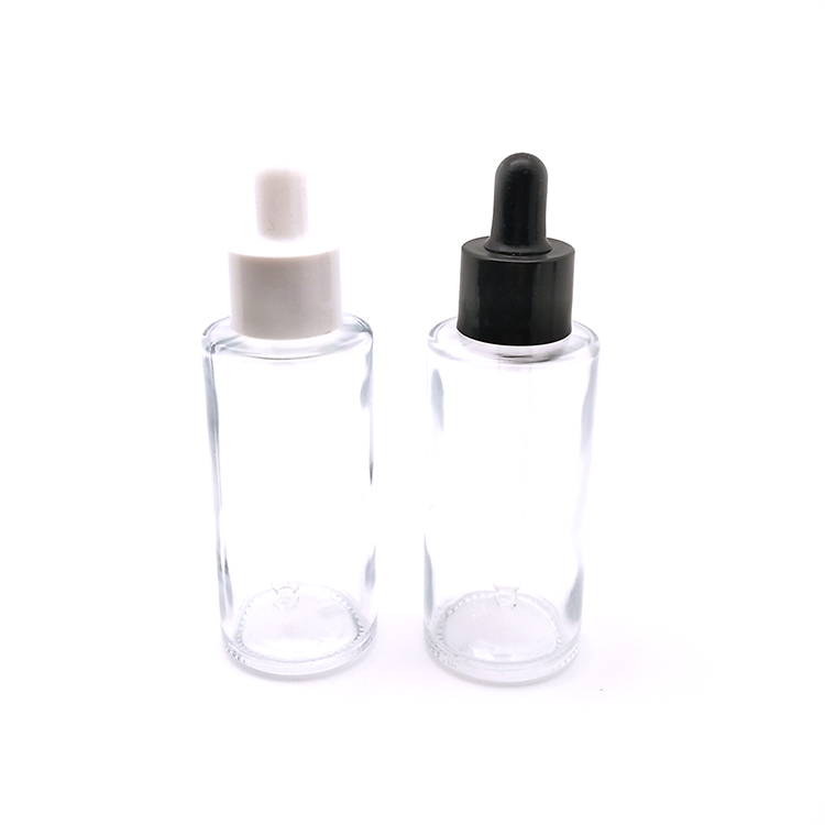 20ml 30ml 50ml clear cosmetic thick glass essential oil plastic white black dropper bottle