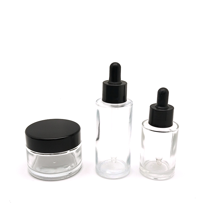20ml 30ml 50ml clear cosmetic thick glass essential oil plastic white black dropper bottle