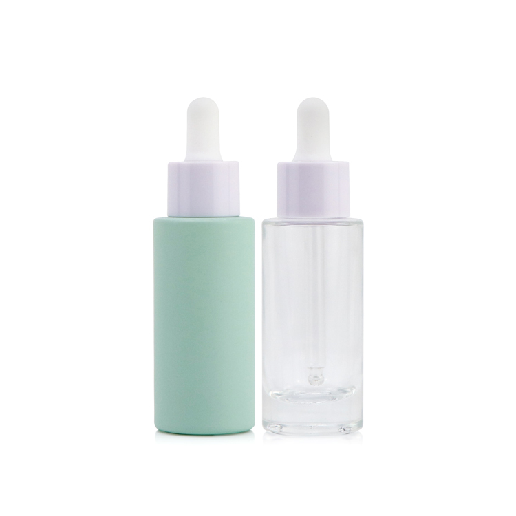 20ml 30ml 50ml clear press pump button glass dropper bottle cosmetic serum bottle with dropper cap