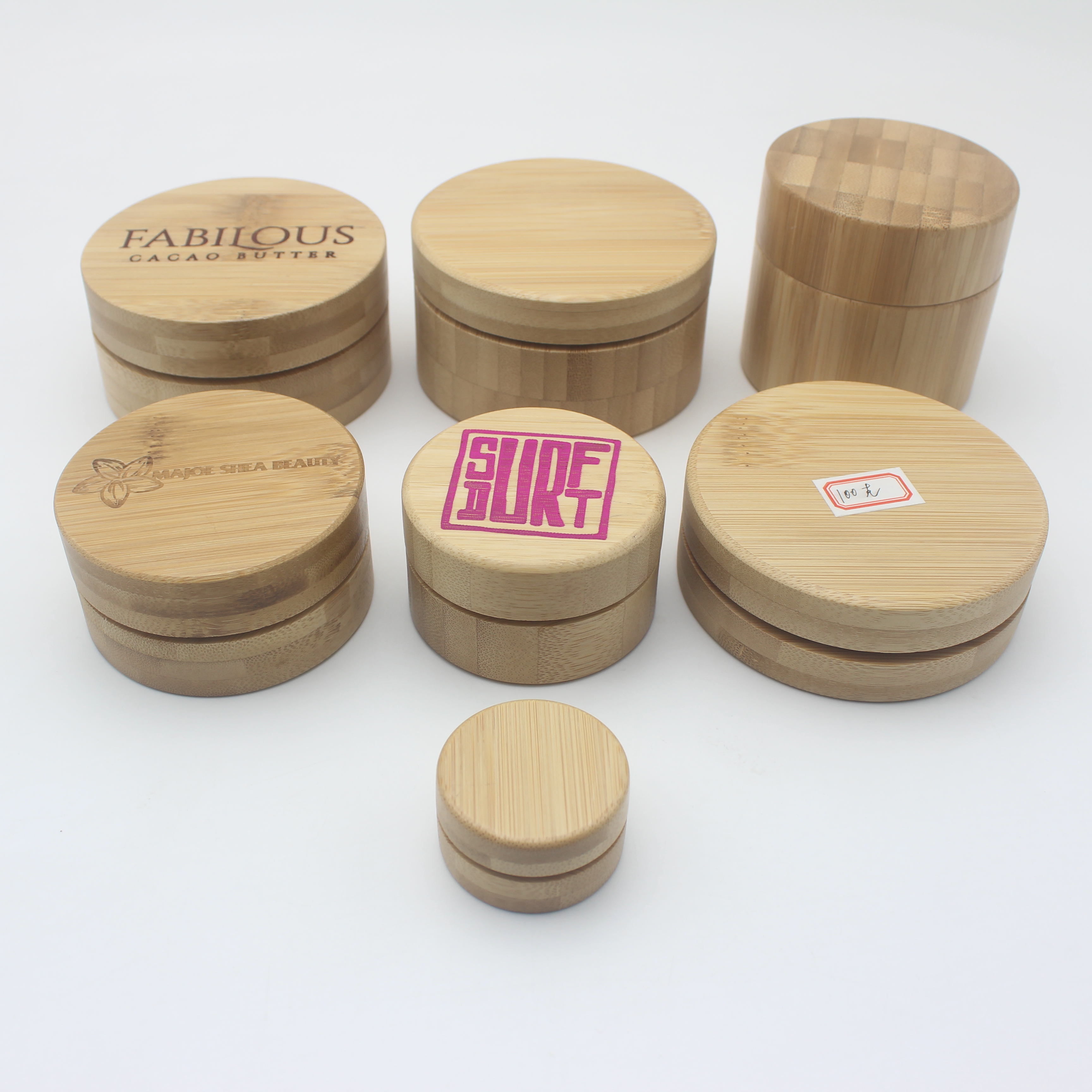 20ml 30ml 50ml cosmetic cream body butter bamboo aluminum jar beard balm packaging BP-292K