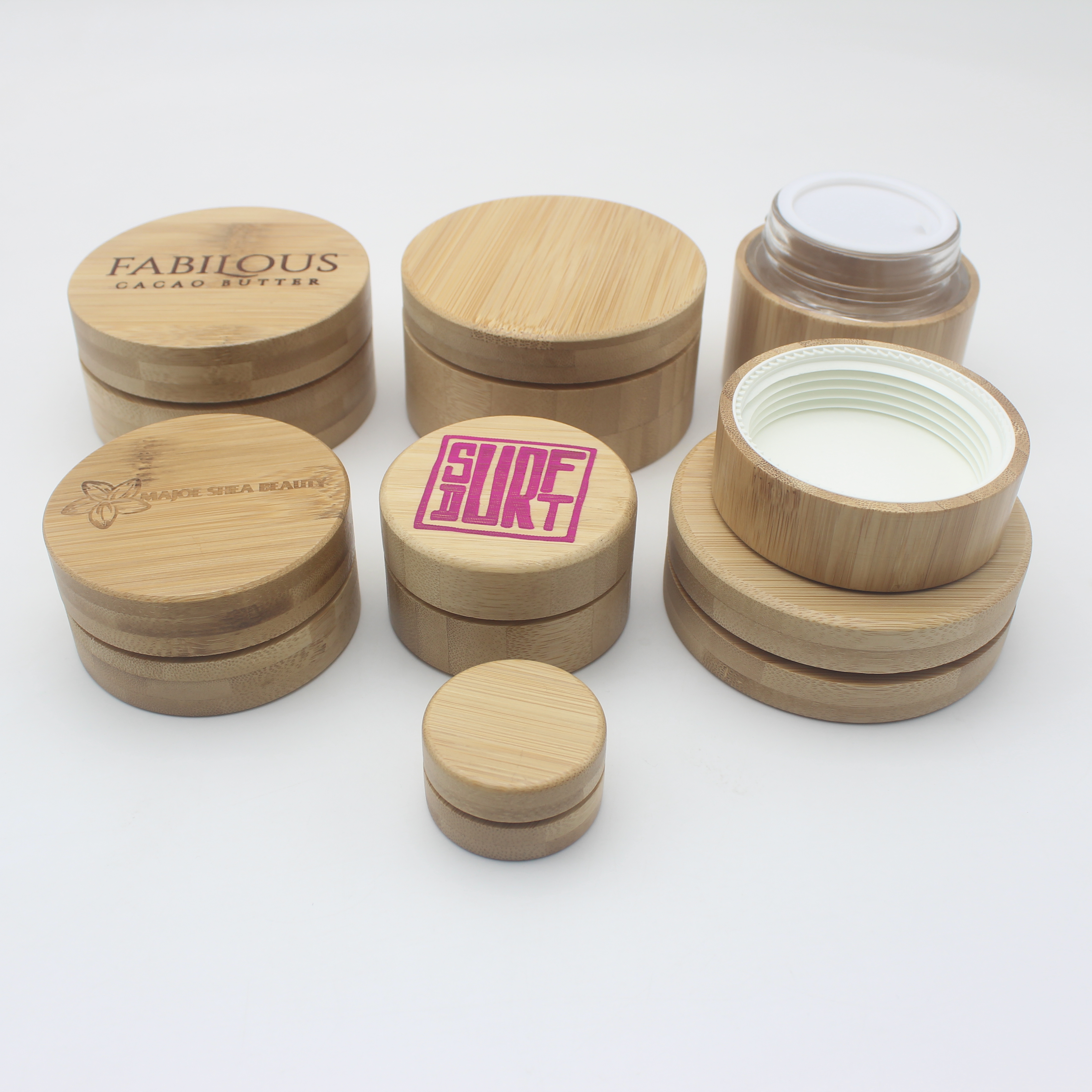 20ml 30ml 50ml cosmetic cream body butter bamboo aluminum jar beard balm packaging BP-292K