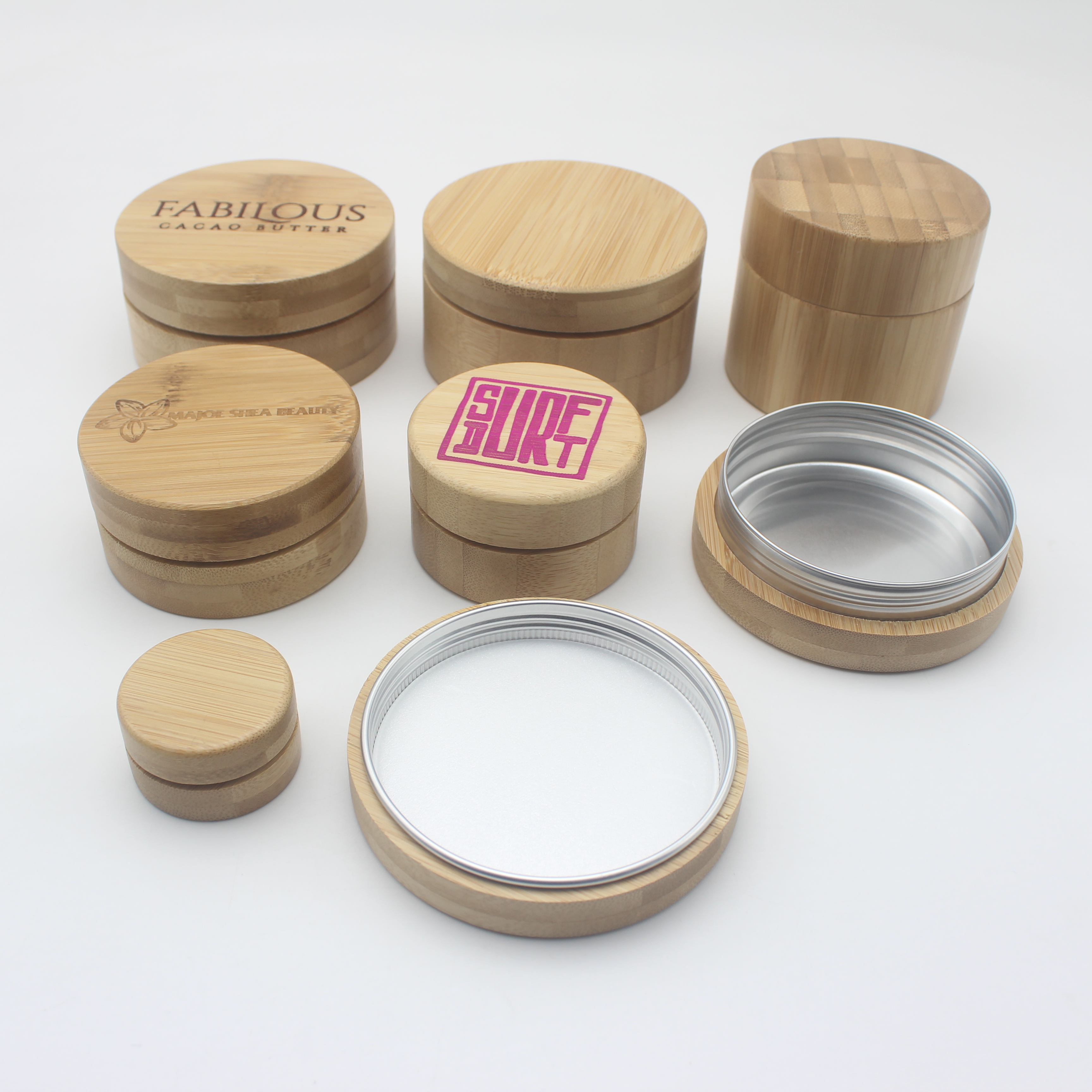 20ml 30ml 50ml cosmetic cream body butter bamboo aluminum jar beard balm packaging BP-292K