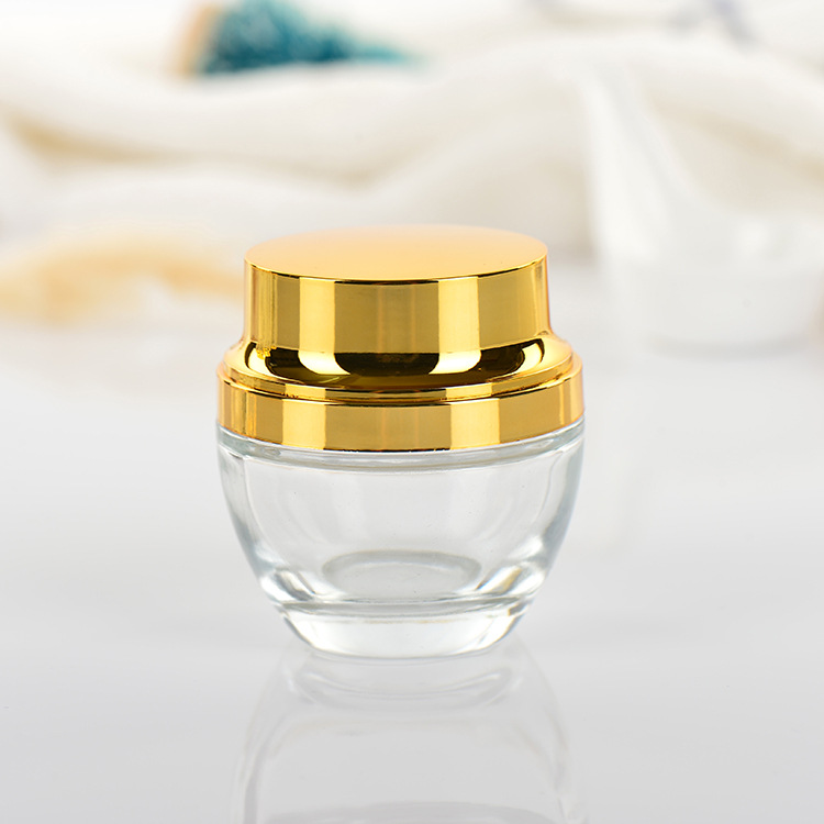 20ml 30ml 50ml transparent cosmetic glass container with silver or gold lid 20g 30g 50g glass bottle for face lotion cream