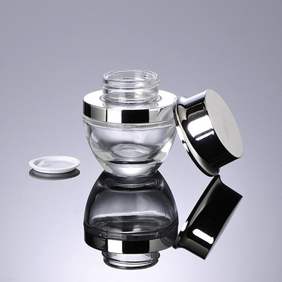 20ml 30ml 50ml transparent cosmetic glass container with silver or gold lid 20g 30g 50g glass bottle for face lotion cream