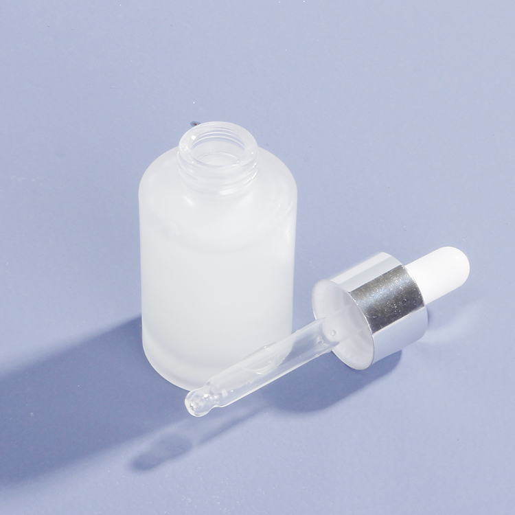 20ml 30ml Clear Glass Bottle Press Essential Oil Bottles Glass Dropper Cosmetic Container With Silver Gold Cap