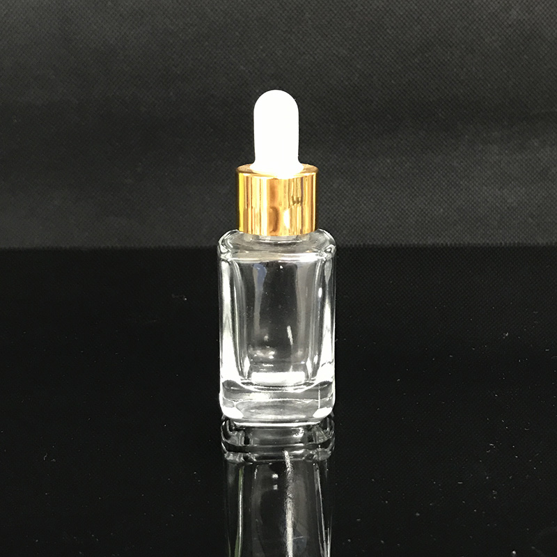 20ml 30ml Cosmetic packaging stock products square refille shape black luxury glass bottle