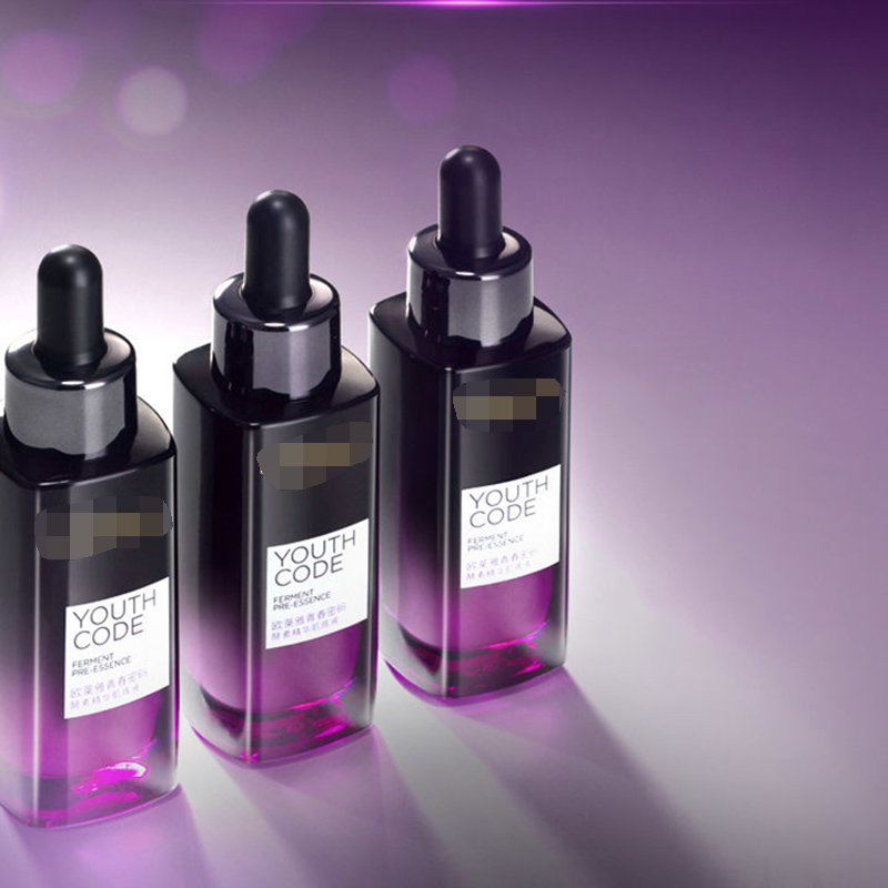 20ml 30ml Cosmetic packaging stock products square refille shape black luxury glass bottle