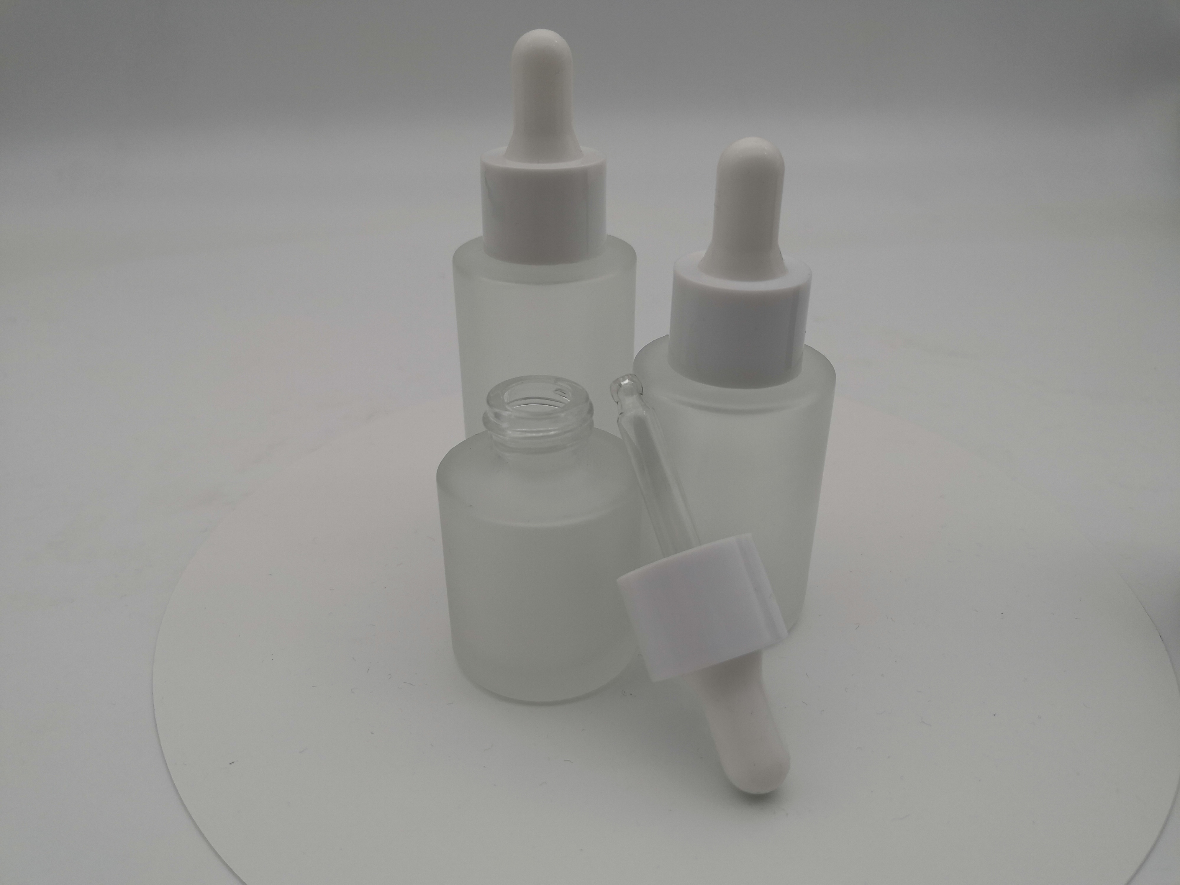 20ml 30ml clear frosted flat shoulder glass dropper bottle for essential oil