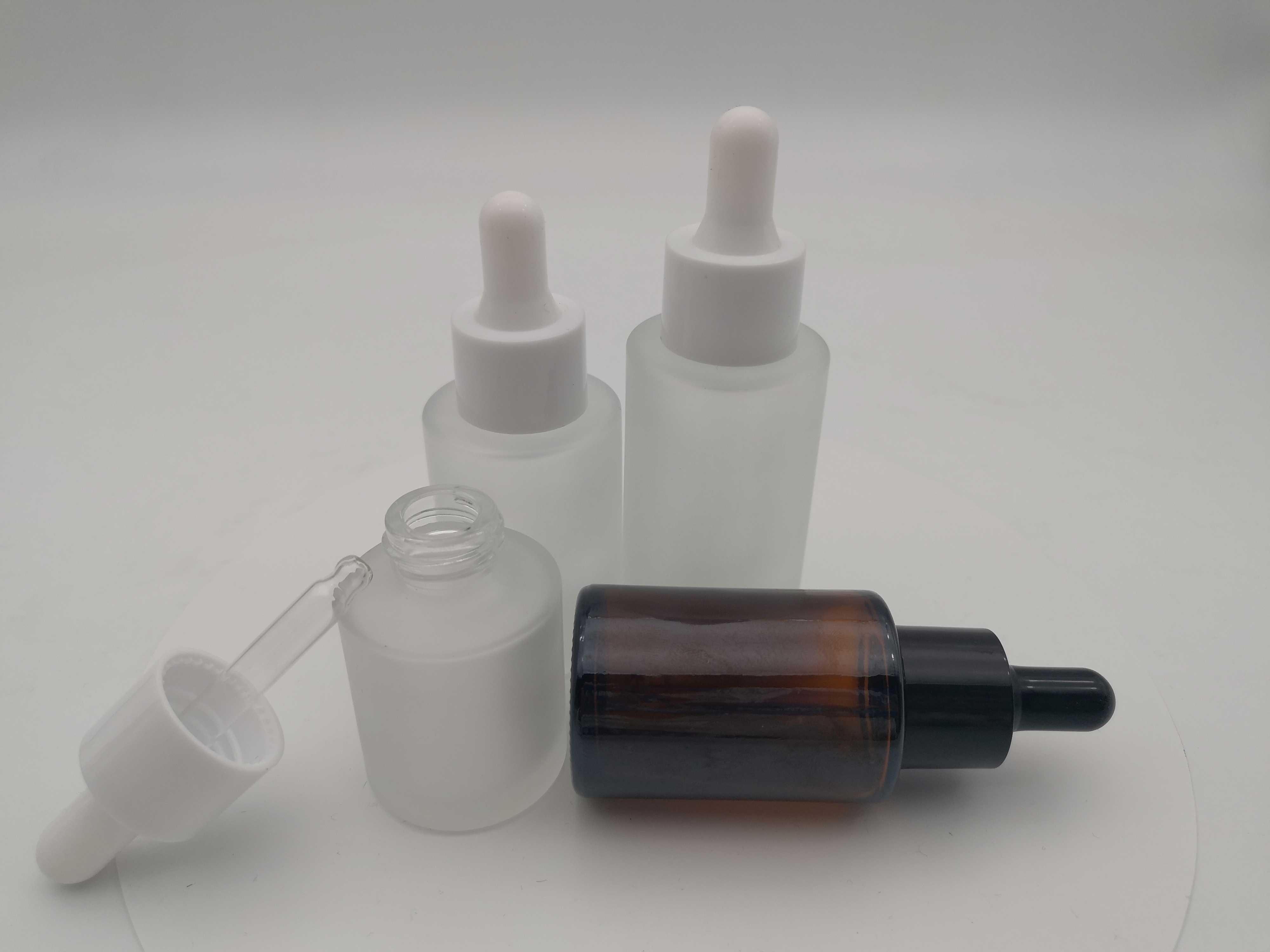 20ml 30ml clear frosted flat shoulder glass dropper bottle for essential oil