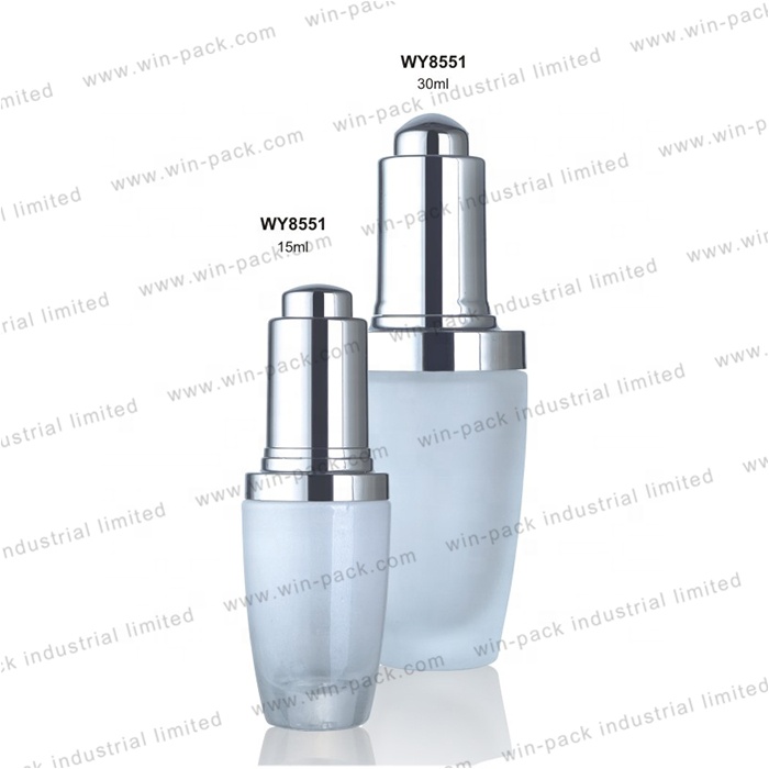 20ml 30ml cosmetic pretty clear glass press pump dropper bottles