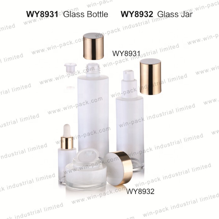 20ml 30ml milk white frosted matte  luxury round shape cosmetic skin care serum bottle with golden dropper