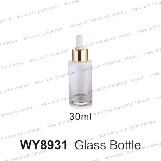 20ml 30ml milk white frosted matte luxury round shape cosmetic skin care serum bottle with golden dropper