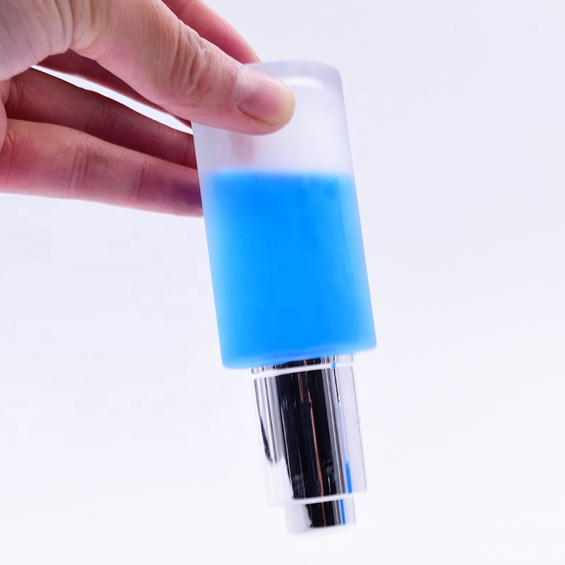 20ml 40ml 60ml 80ml 100ml 120ml Pump Cosmetic Toner Round Frosted Glass Lotion Bottles for cosmetics with Gold silver spray Cap