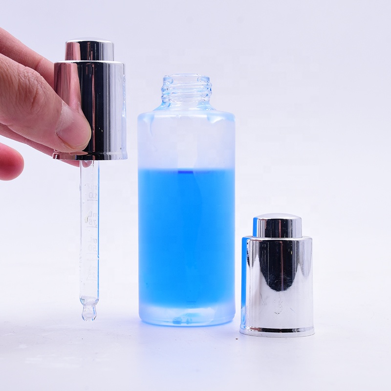 20ml 40ml 60ml 80ml 100ml 120ml Pump Cosmetic Toner Round Frosted Glass Lotion Bottles for cosmetics with Gold silver spray Cap