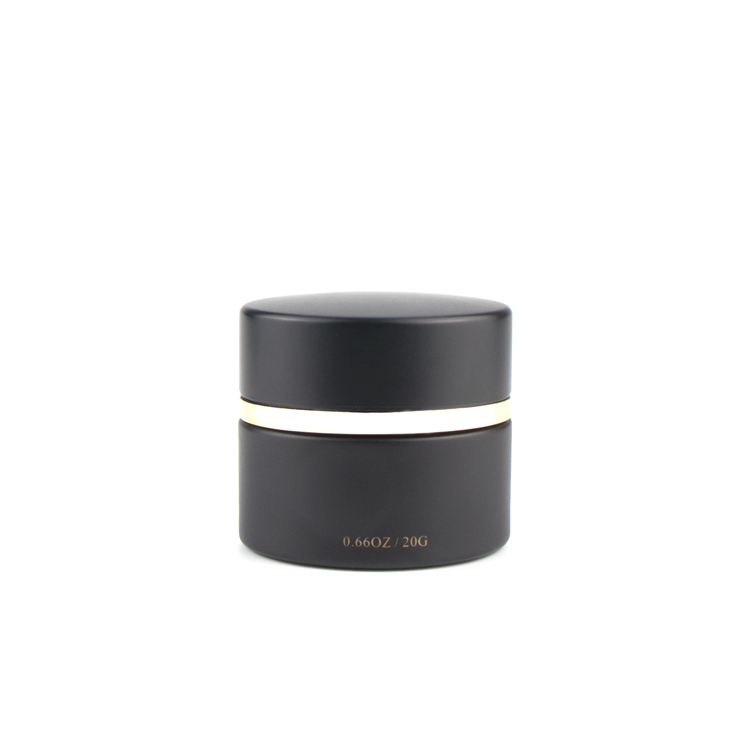 20ml 50ml matte black gold glass cosmetic jar for skin care cream