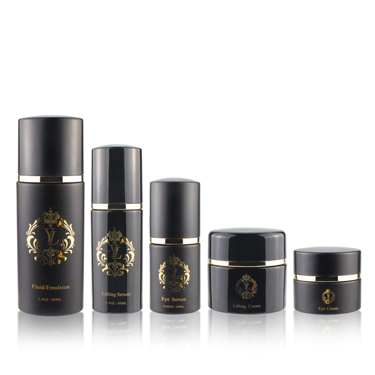 20ml 50ml matte black gold glass cosmetic jar for skin care cream