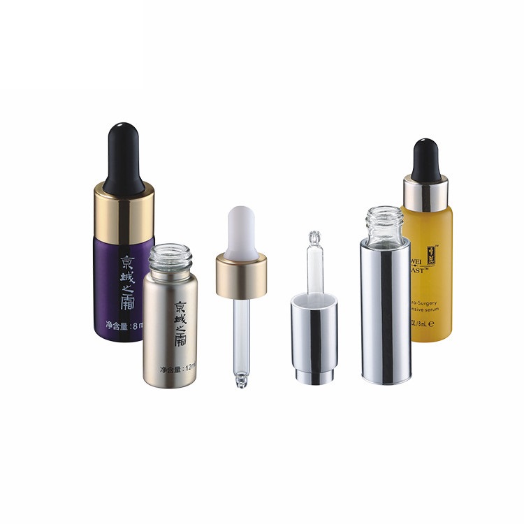 20ml Empty clear cosmetic facial essential oil packaging silver eye cream serum lotion glass dropper bottle