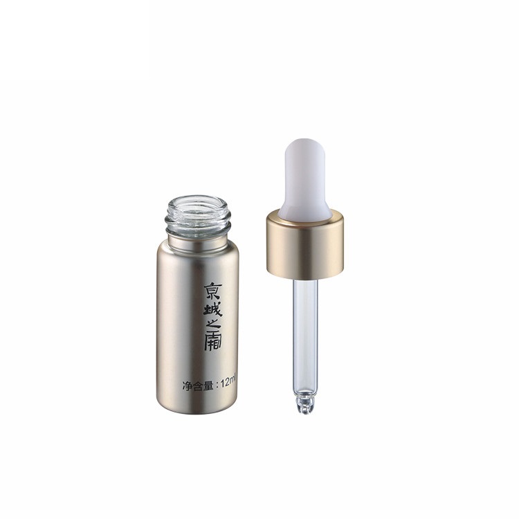 20ml Empty clear cosmetic facial essential oil packaging silver eye cream serum lotion glass dropper bottle